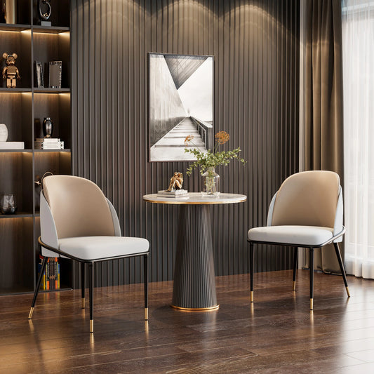 Modern Upholstered Faux Leather Padded Dining Chairs Set Of Two