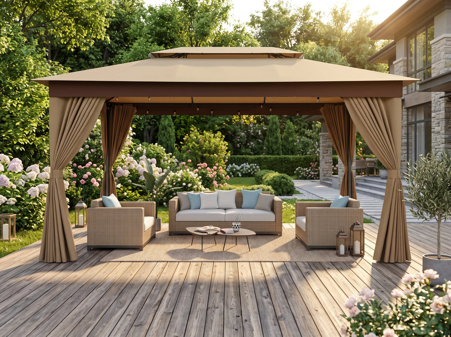 Tooluck Heavy Duty Steel Gazebo With Vented Double Roof