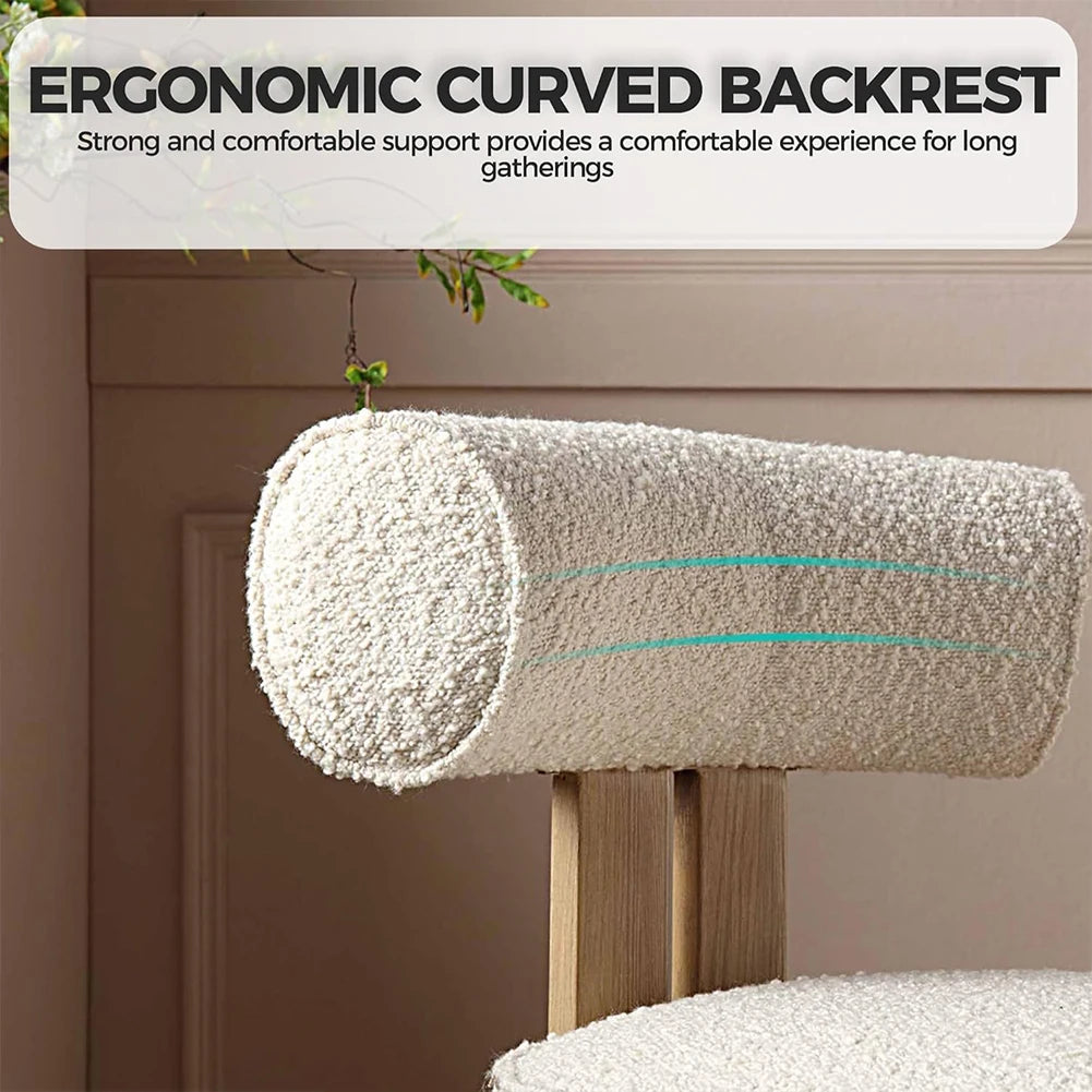 HiMISS Modern Boucle Dining Chairs With Ergonomic Curved Back