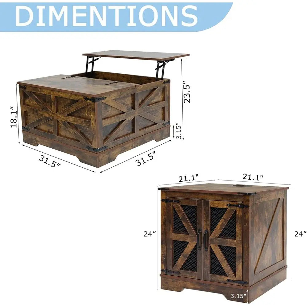 LuxeMerge Three Piece Coffee And End Table Set With Charger
