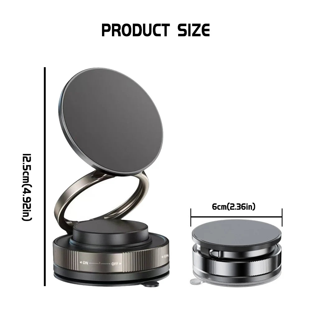 Vacuum Magnetic Phone Holder Foldable Adjustable 360 Rotation Car Dashboard Mount