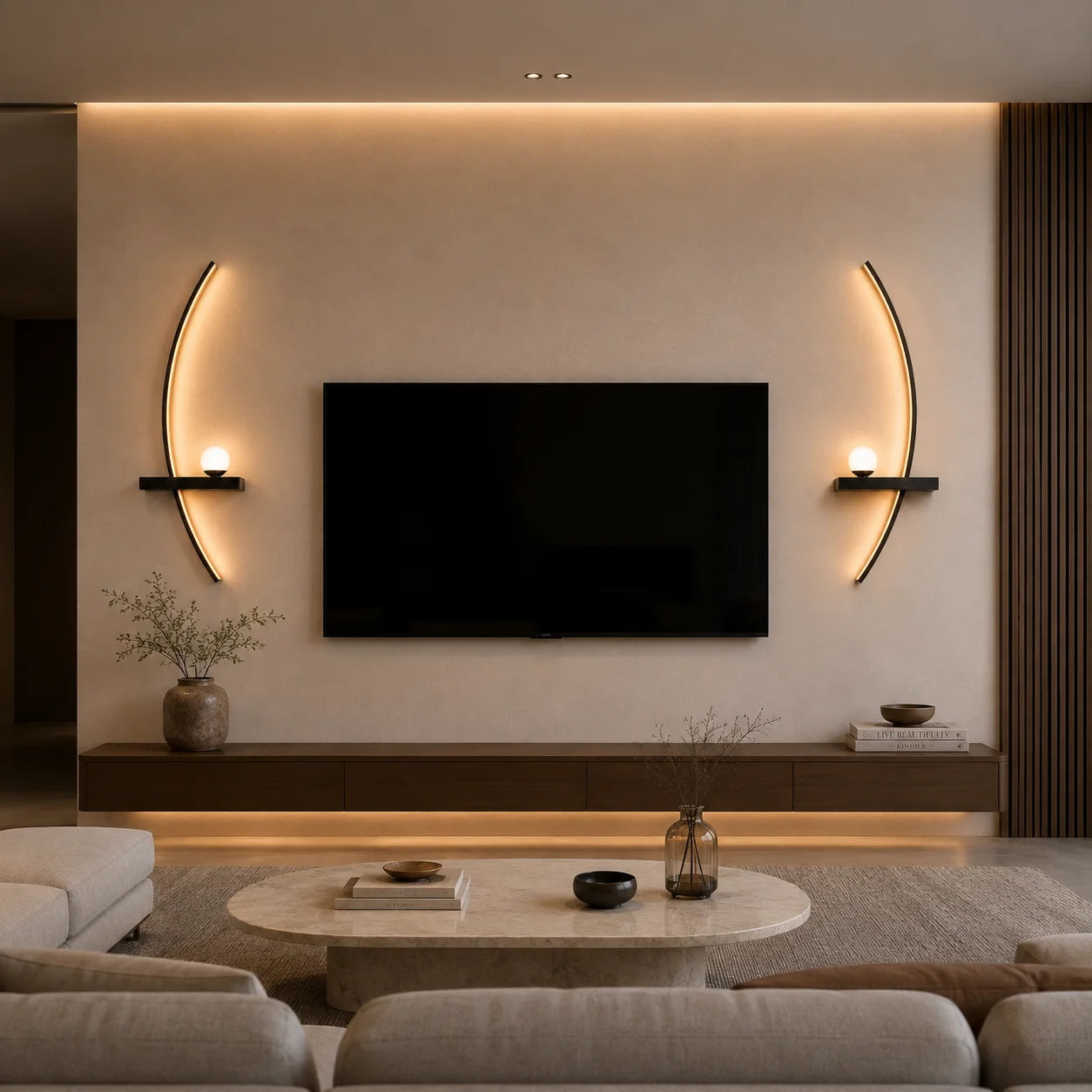 Suckoo Modern Curved LED Wall Sconce With Aluminum Globe