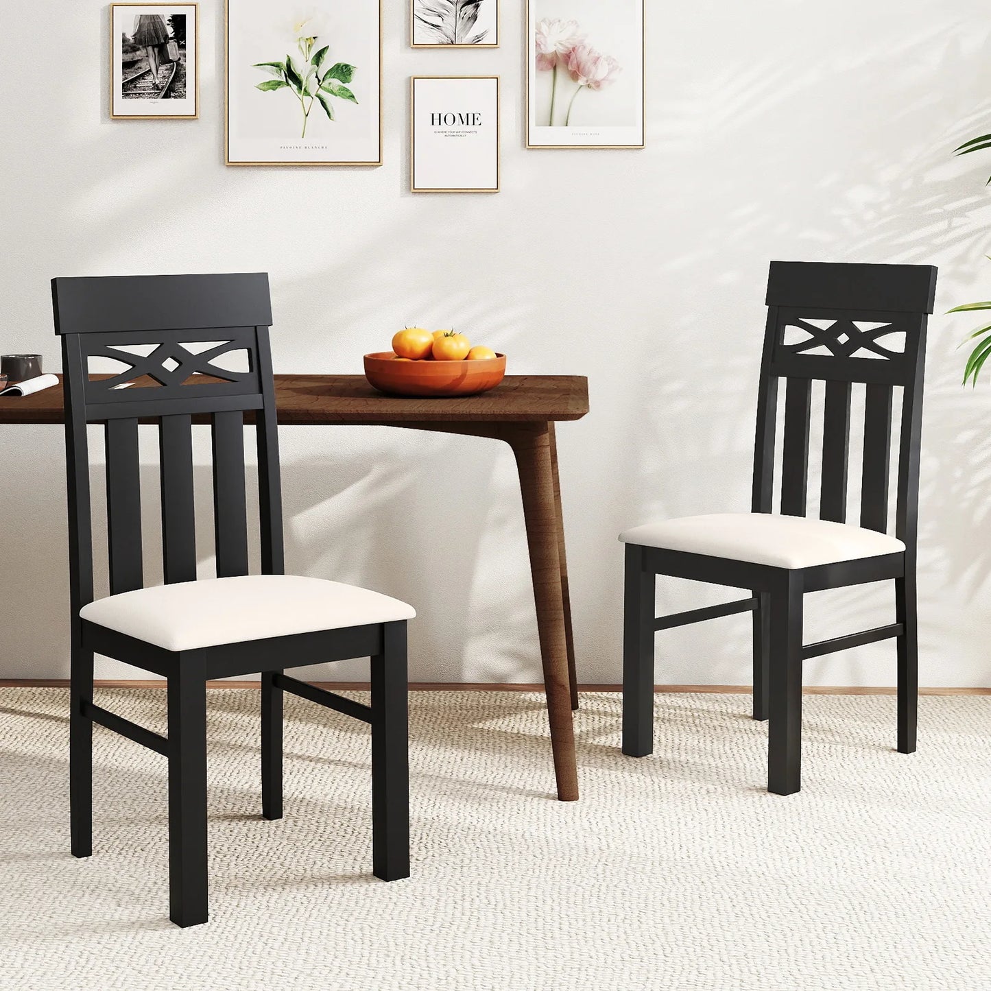 Homasis High Back Wooden Dining Chairs Set For Kitchen