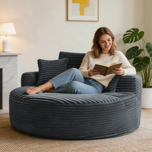 HiMISS Modern Round Lounge Chair With Corduroy Fabric