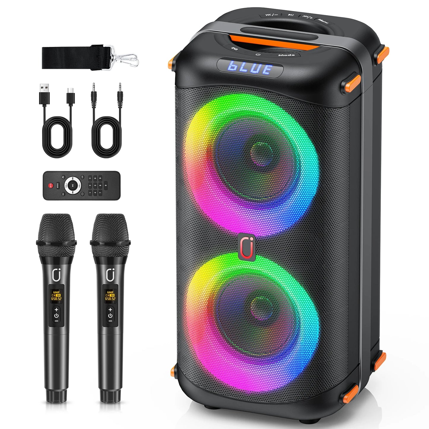 FanFun Portable Bluetooth Karaoke Speaker With Dual Microphones