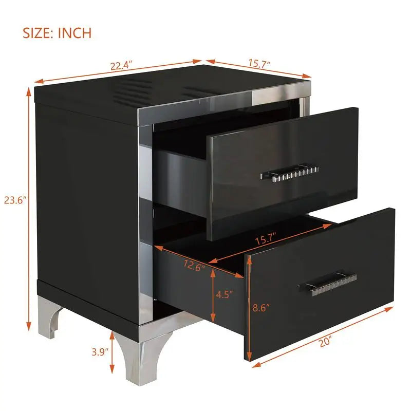Modern Three Piece Bedroom Set With Dresser And Nightstands
