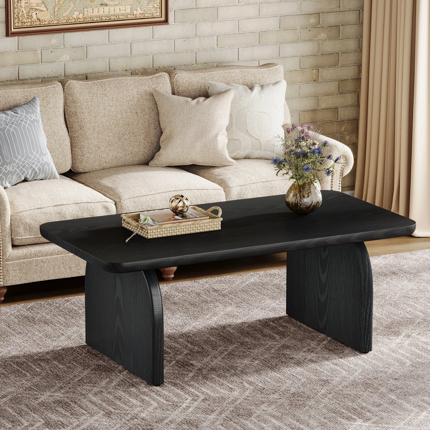 Tribesigns Farmhouse Rectangular Engineered Wood Coffee Table
