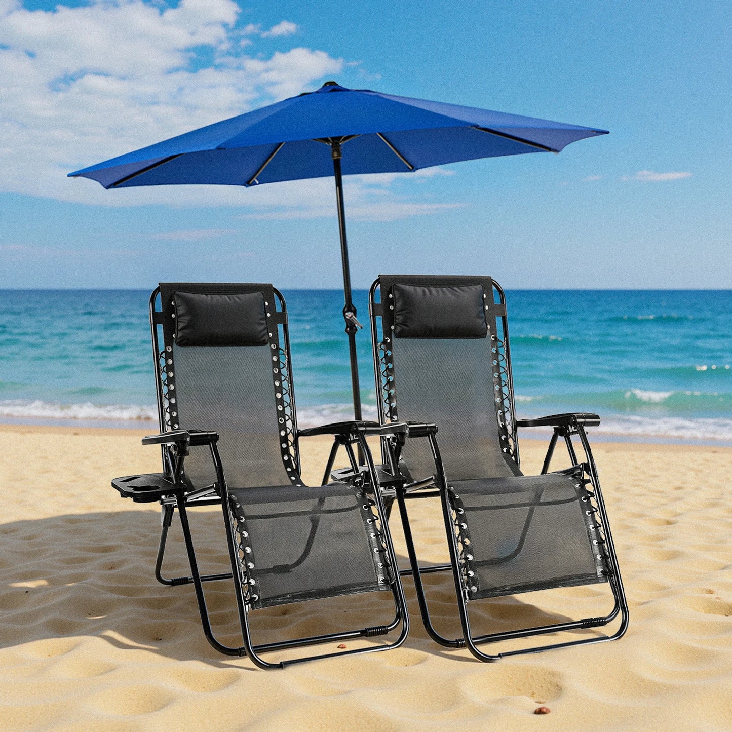 JHK Zero Gravity Outdoor Lounge Chair With Adjustable Pillow