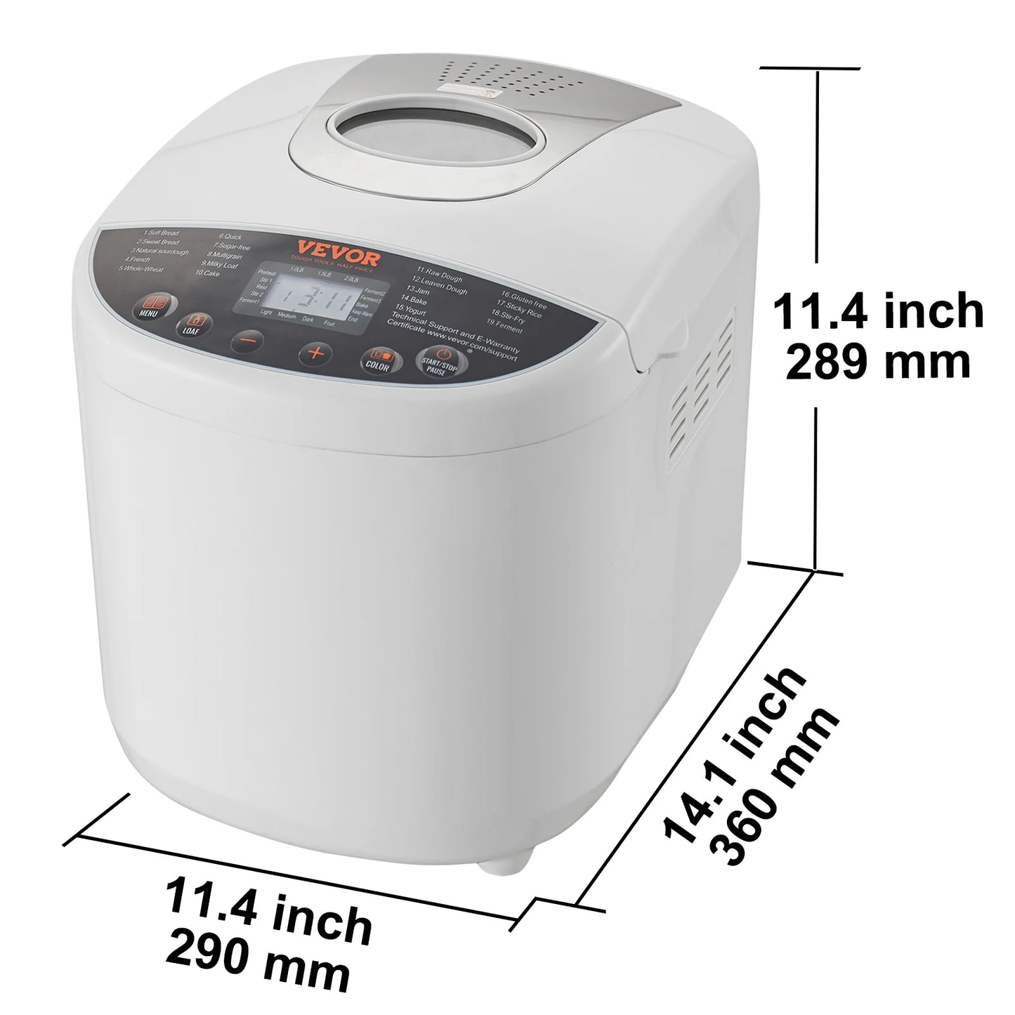 SucceBuy Automatic Bread Maker Featuring Ceramic Pan With 15 Functions