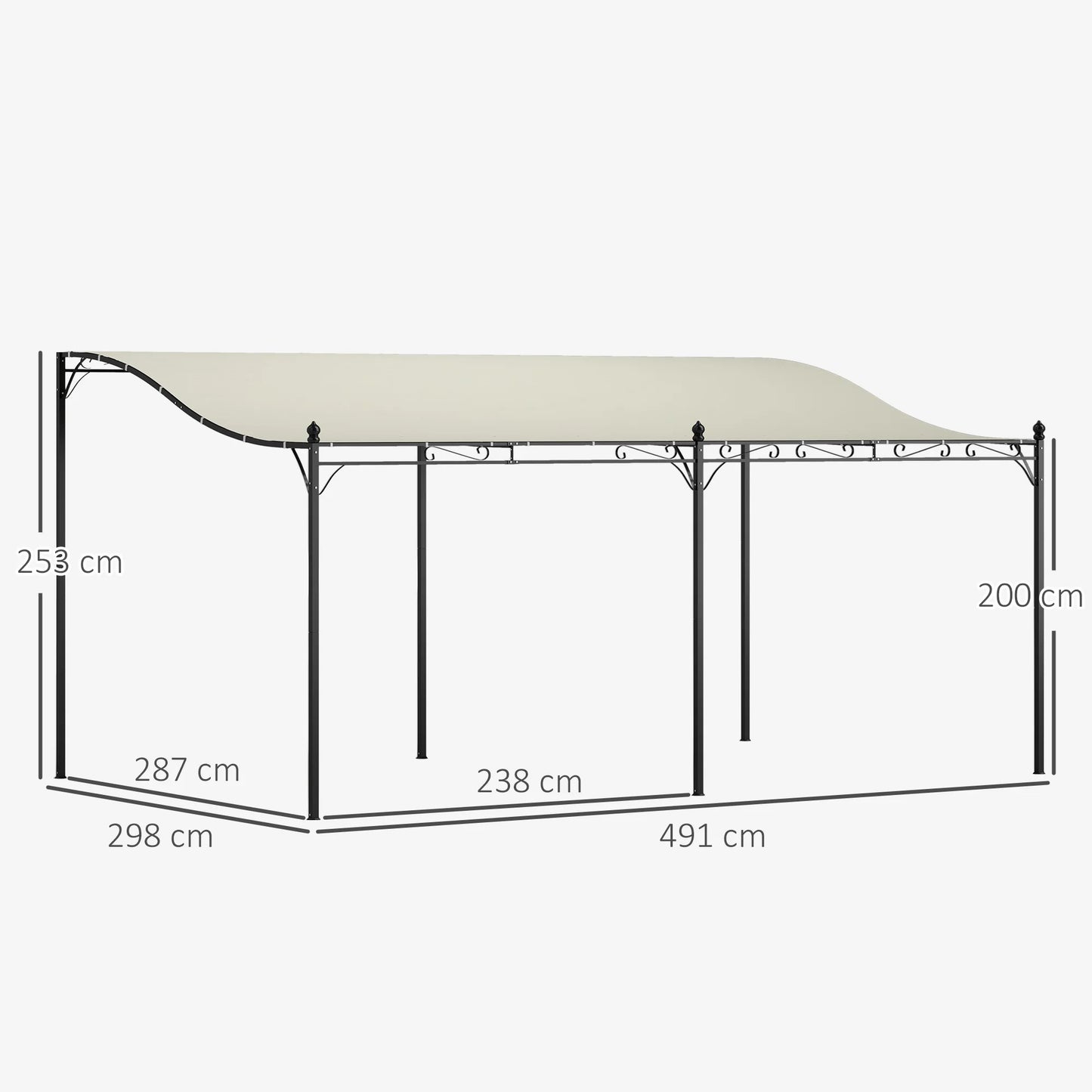 Outdoor Metal Pergola Canopy Patio Gazebo Polyester Shade Cover