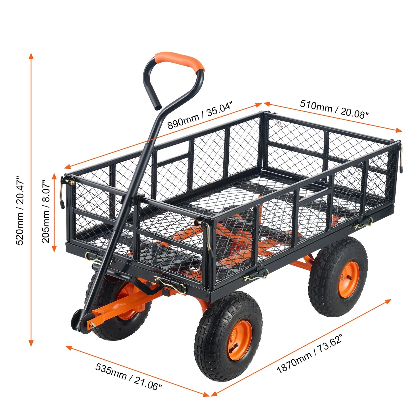 SucceBuy Sturdy Metal Garden Utility Wagon With Simple Assembly