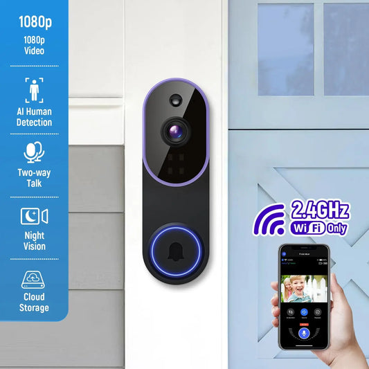 Smart Video Doorbell With AI Human Detection And Night Vision