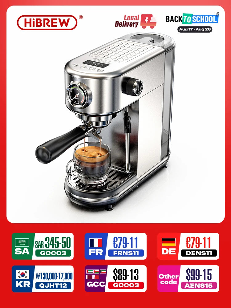 HiBREW 20 Bar Semi Automatic Espresso Coffee Brewing Machine