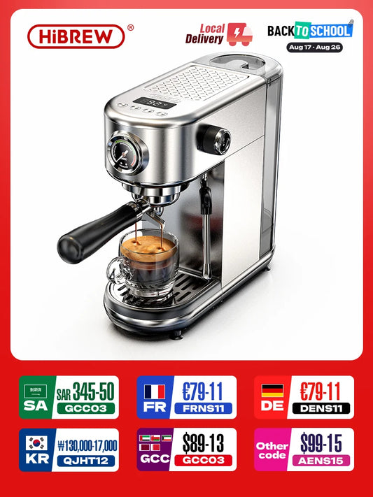 HiBREW 20 Bar Semi Automatic Espresso Coffee Brewing Machine