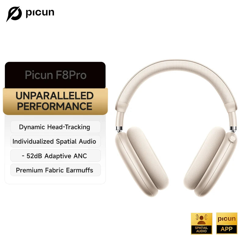 Picun Wireless Headphones With Active Noise Cancellation And Spatial Audio