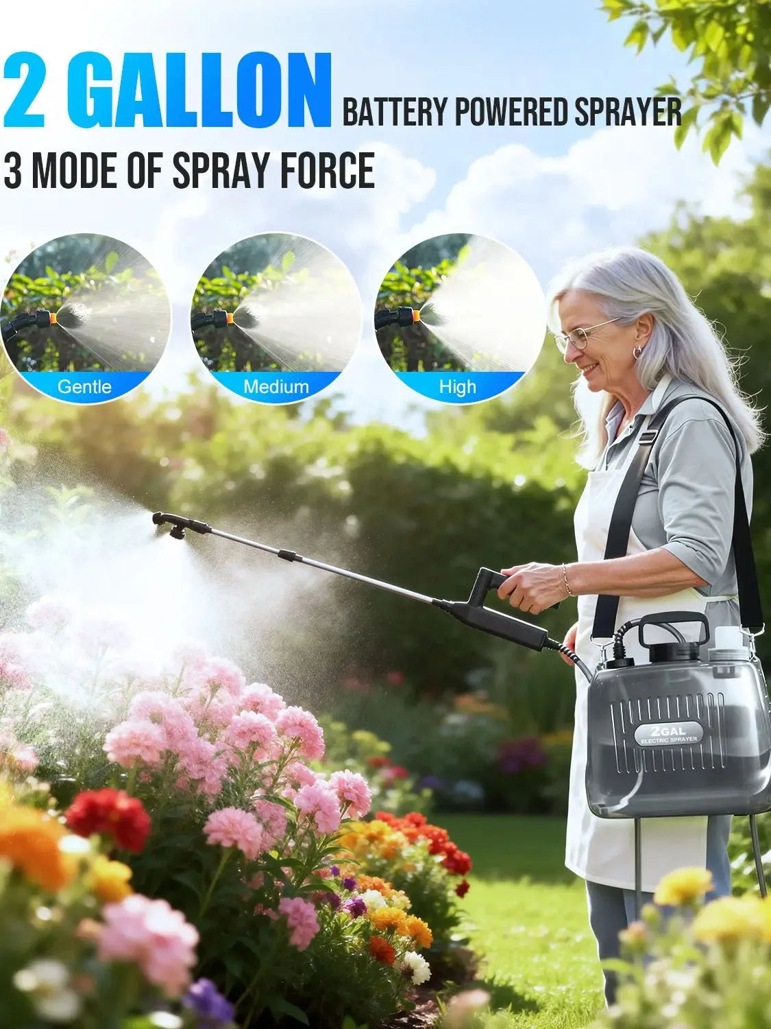 Battery Powered Electric Garden Sprayer With Adjustable Pressure Levels