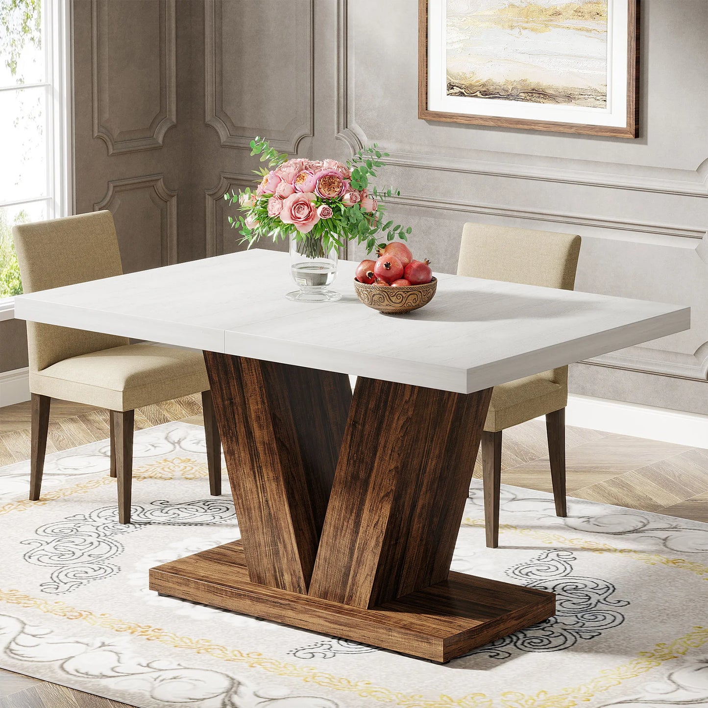 Tribesigns Premium Wooden Dining Table For Kitchen Living