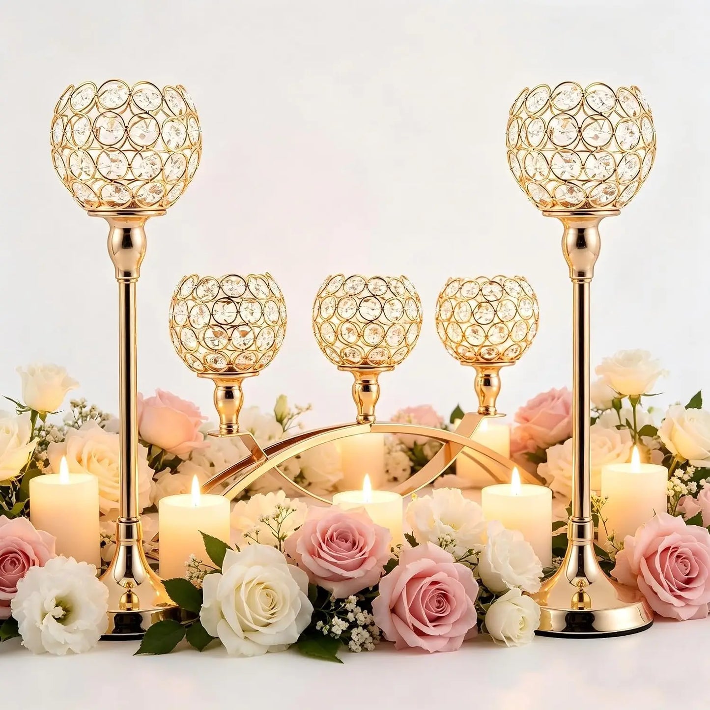 Triple Arm Tealight Candelabra Stand For Wedding Table Centerpiece Decor