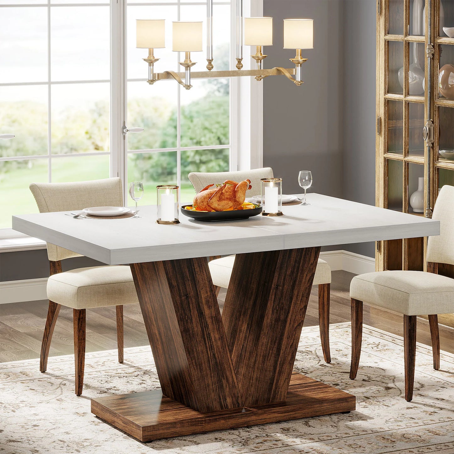 Tribesigns Premium Wooden Dining Table For Kitchen Living