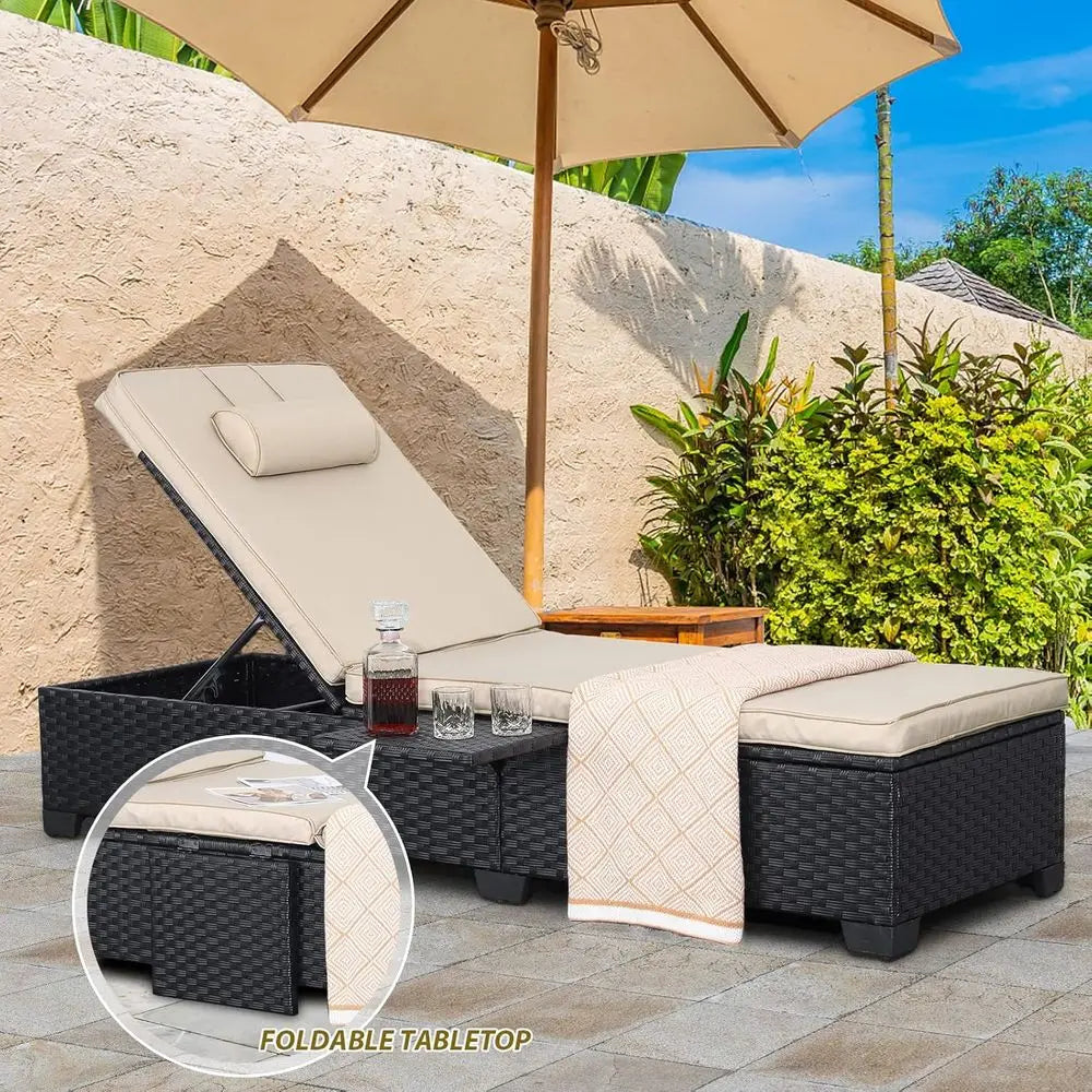 Rattan Reclining Outdoor Patio Furniture Set With Adjustable Backrest