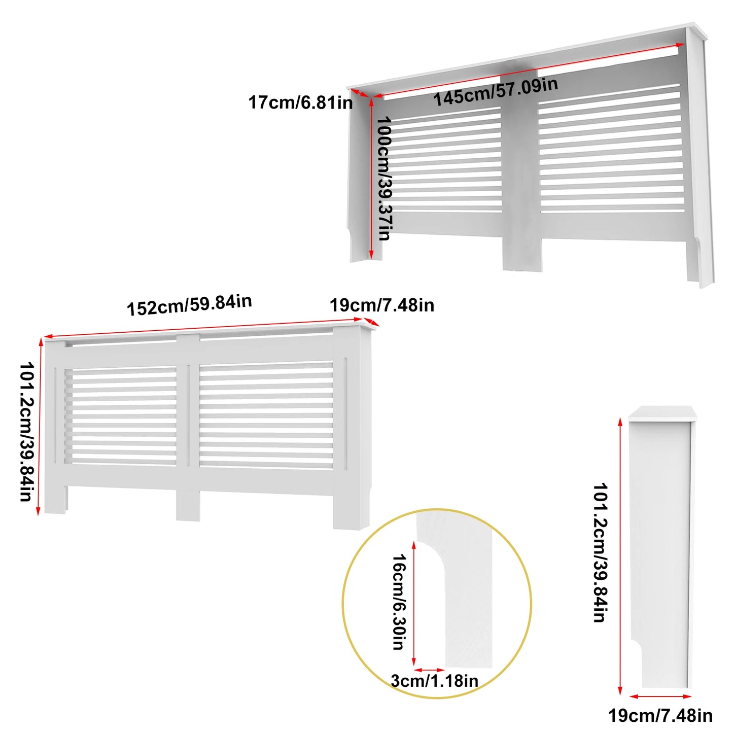 Modern Wooden Radiator Cover With Integrated Storage Shelf Unit