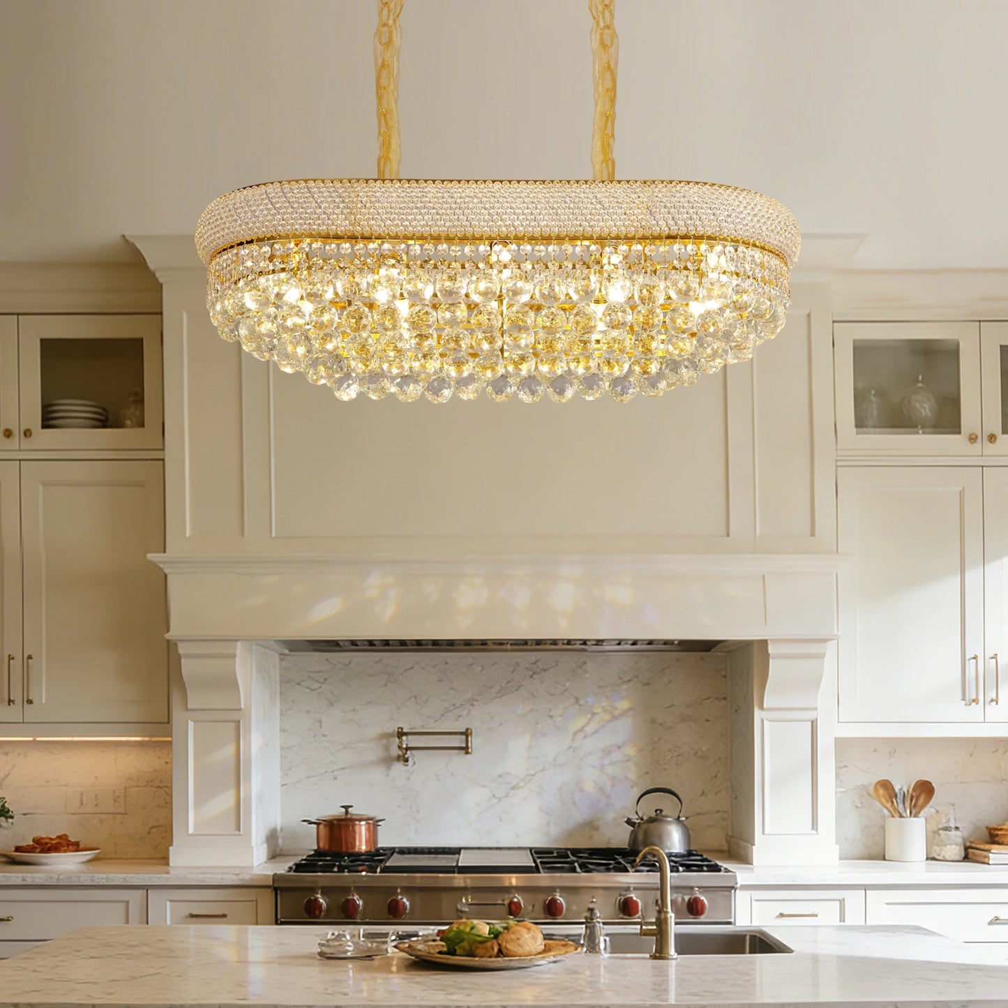 Vrygle Empire Rectangular Crystal Chandelier Dining Room Lighting