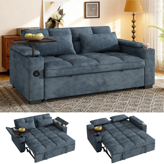 Folding Convertible Sofa Bed With Swivel Table And Usb Charging