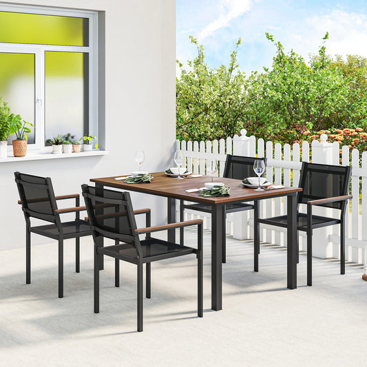 Outsunny Outdoor Dining Set With Acacia Wood Table And Chairs