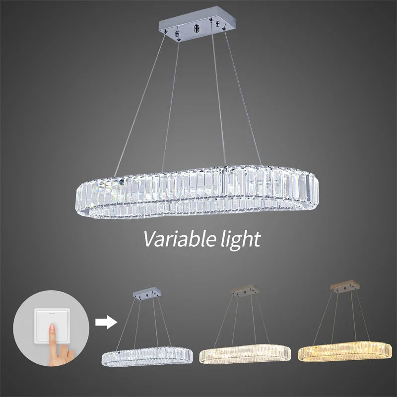 GreeLustr Modern K9 Crystal Oval Ring LED Pendant Light