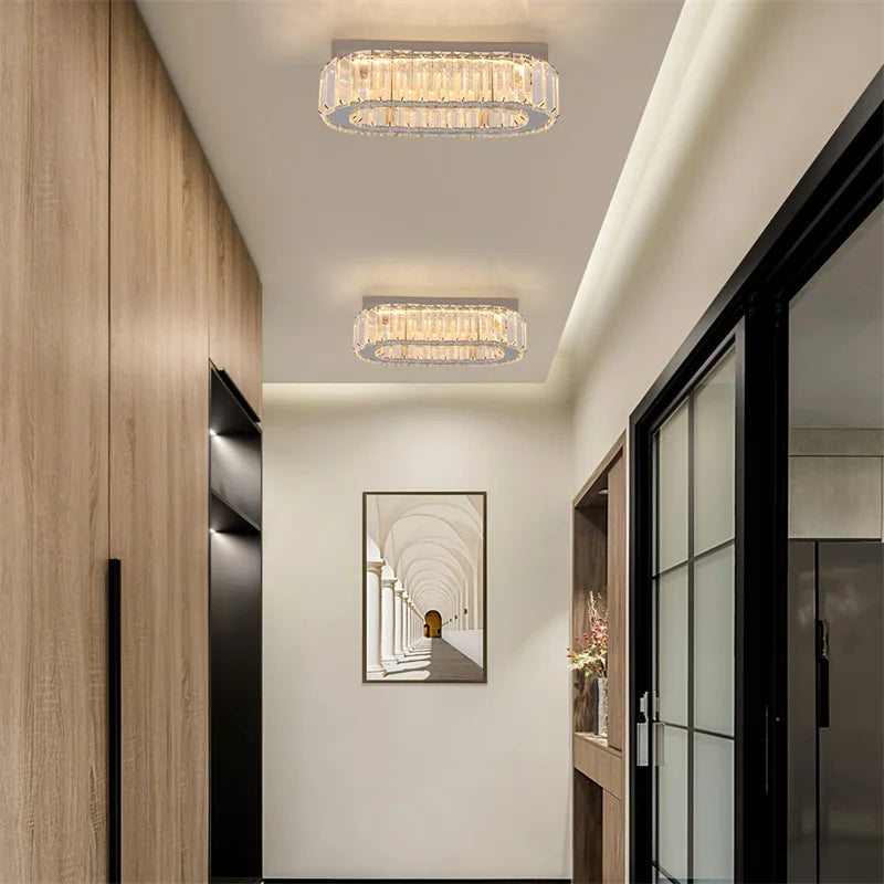 GreeLustr Modern K9 Crystal Oval Ring LED Pendant Light