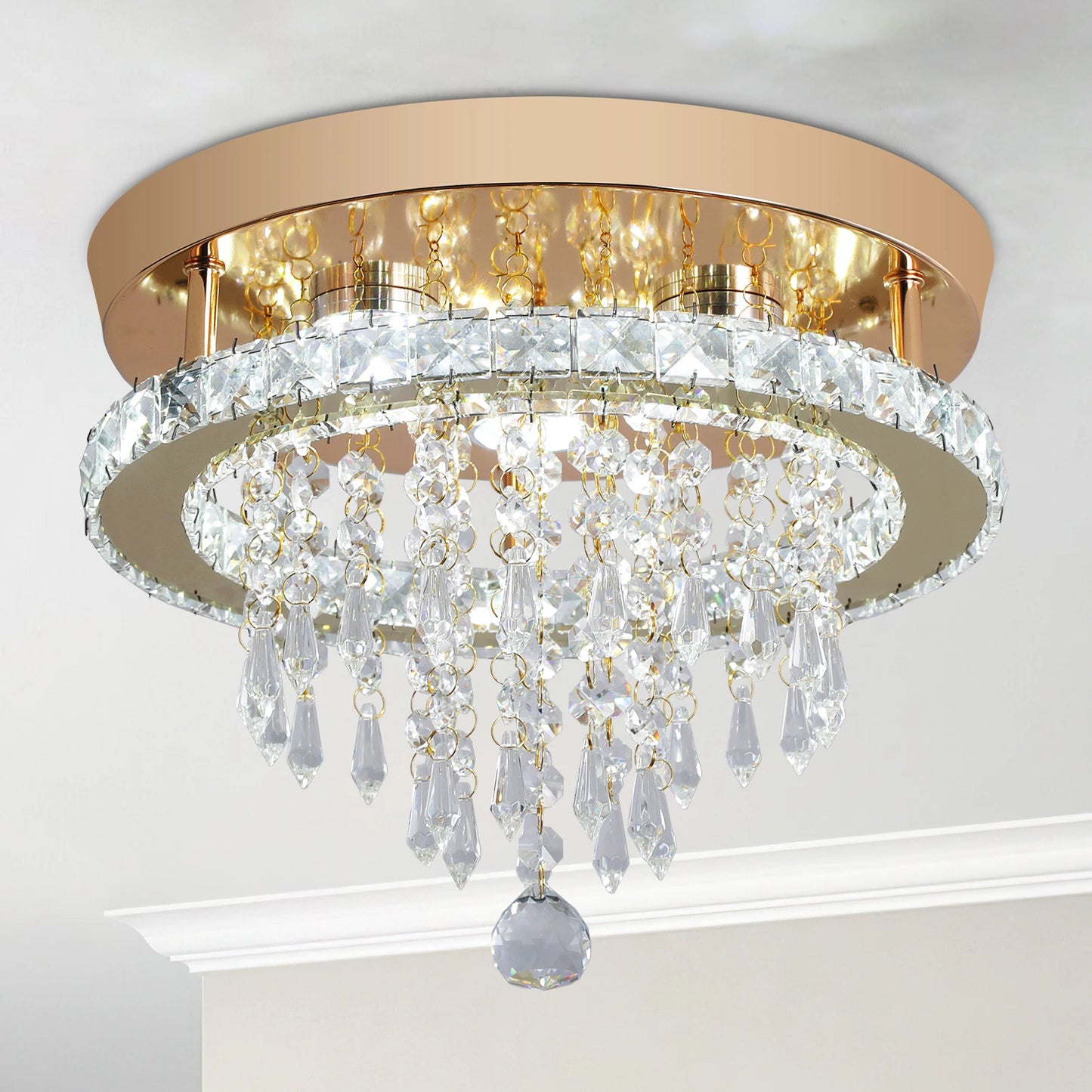 GreeLustr Luxury Modern LED Crystal Ceiling Chandelier Light
