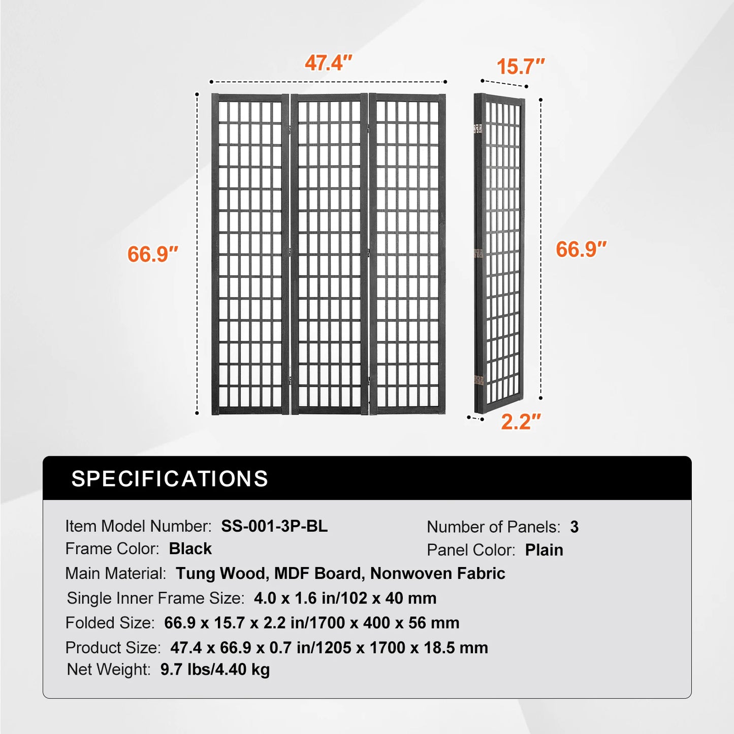 SucceBuy Wood Folding Privacy Screen Portable Room Divider