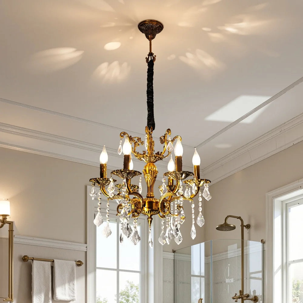 Vintage Polished Crystal Chandelier Pendant Ceiling Light Fixture
