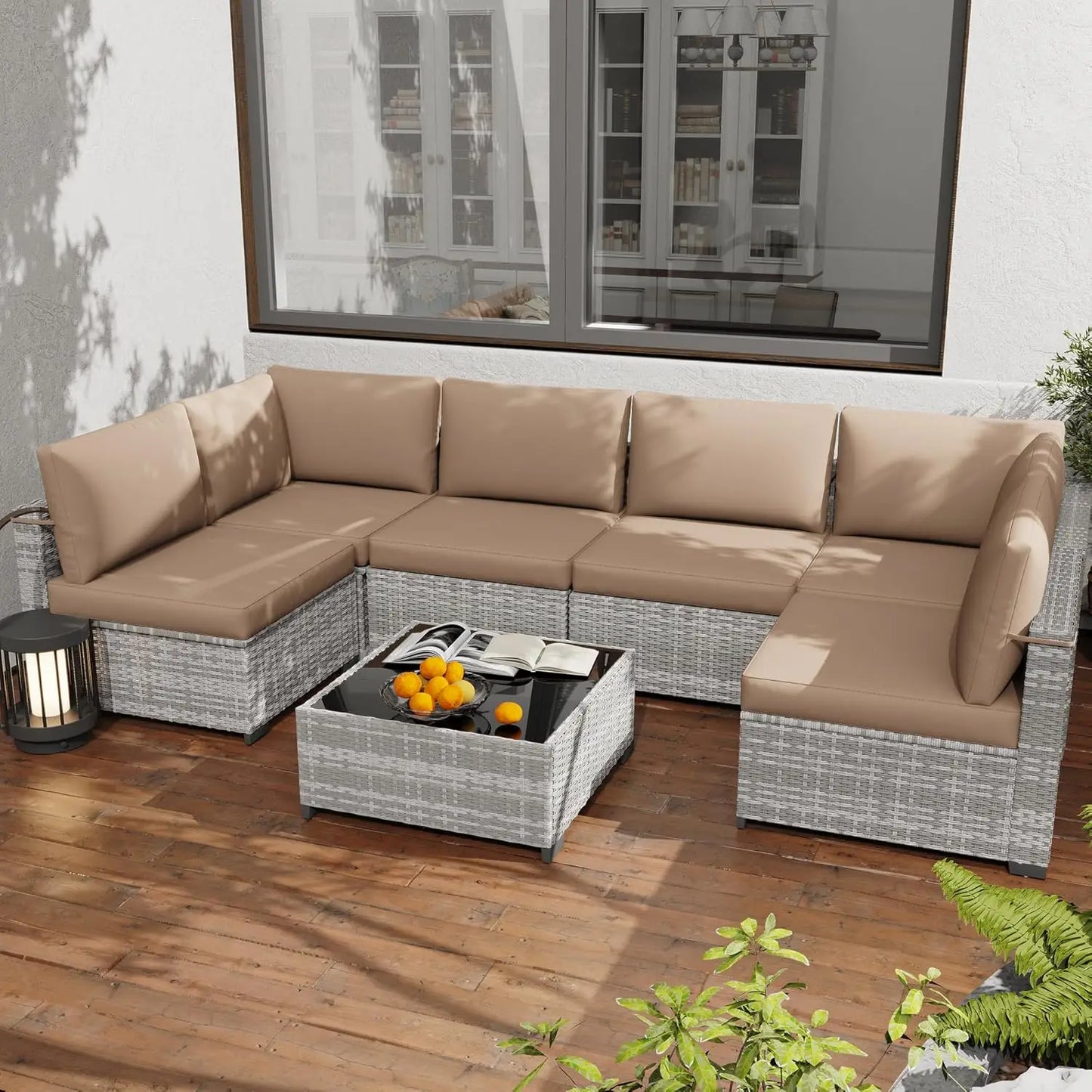 Luxury All Weather PE Rattan Modular Patio Conversation Furniture