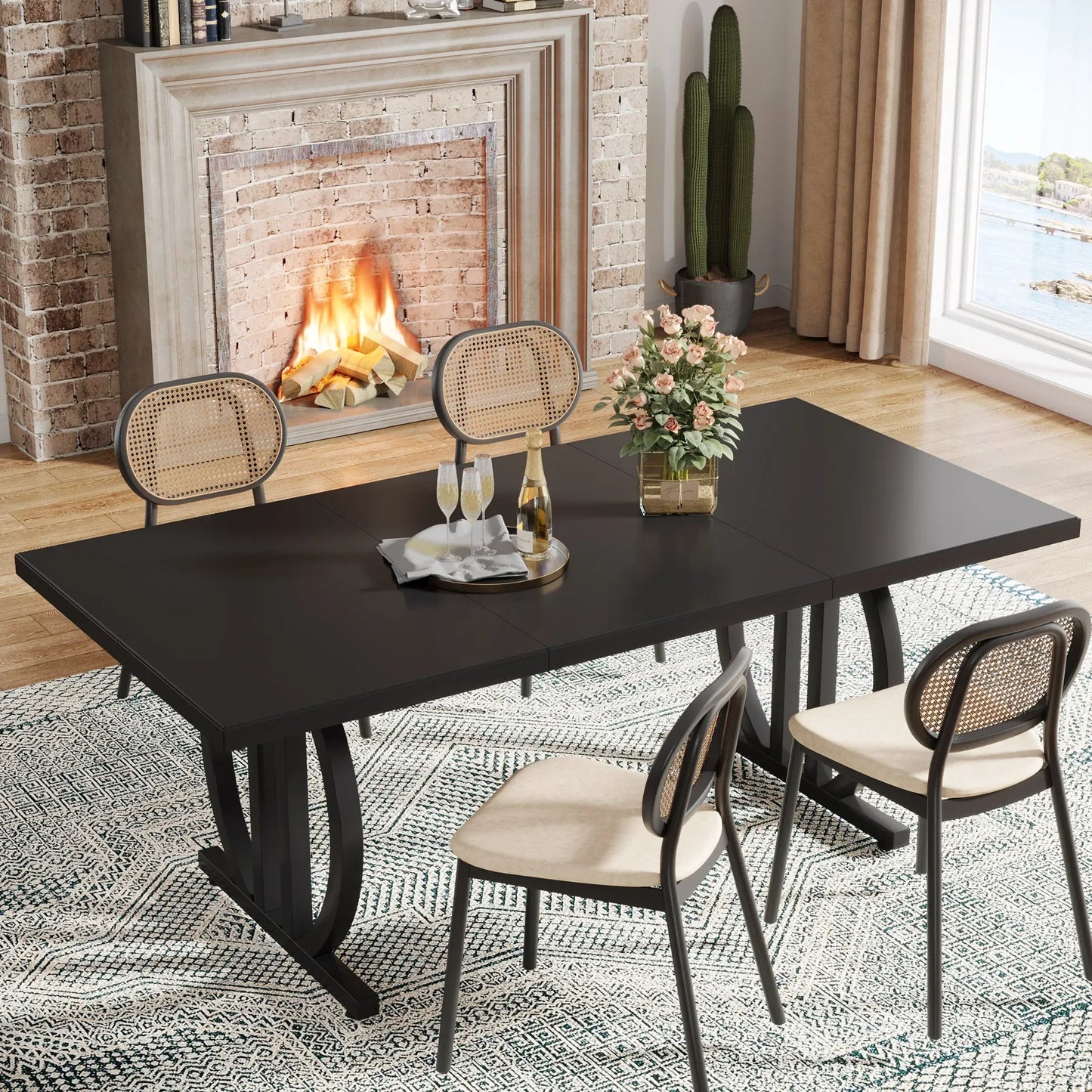 Tribesigns Modern Industrial Dining Table With Sturdy Metal Frame