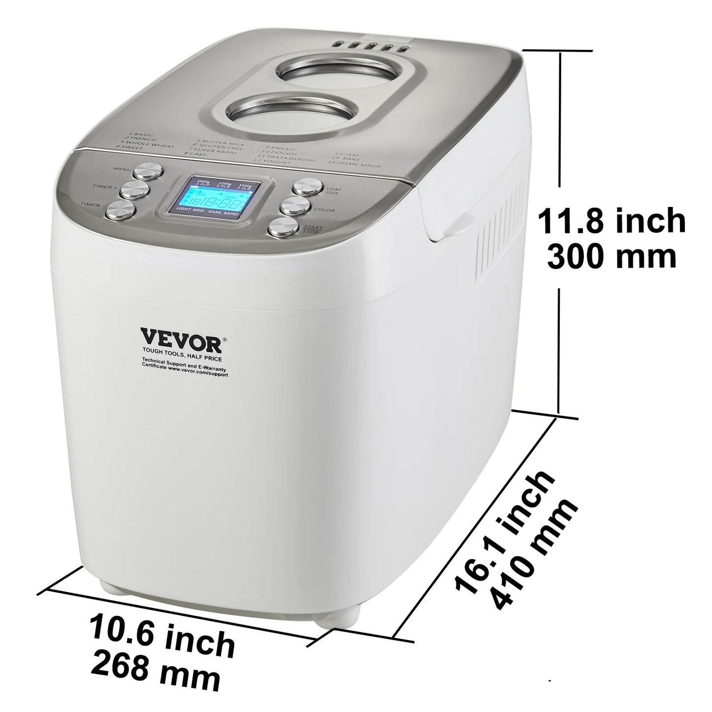SucceBuy Automatic Bread Maker Featuring Ceramic Pan With 15 Functions