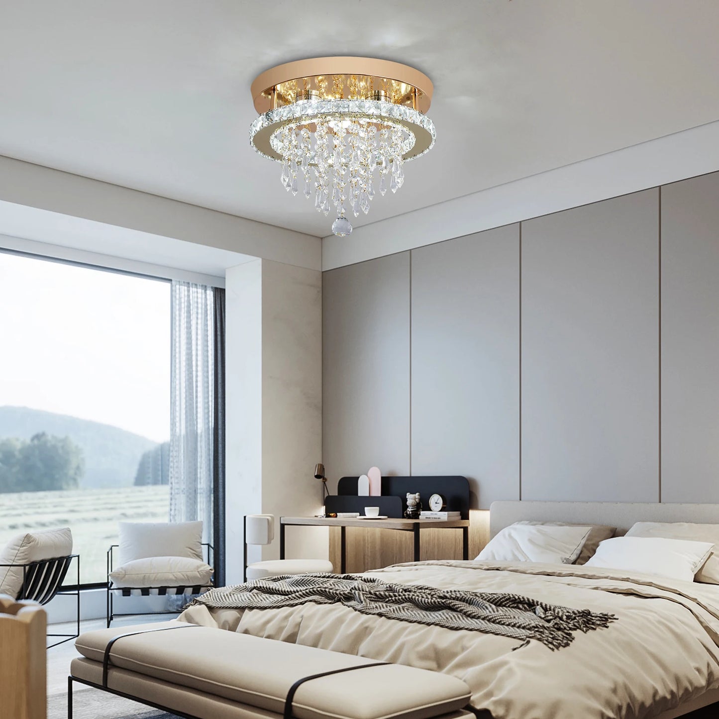 GreeLustr Luxury Modern LED Crystal Ceiling Chandelier Light
