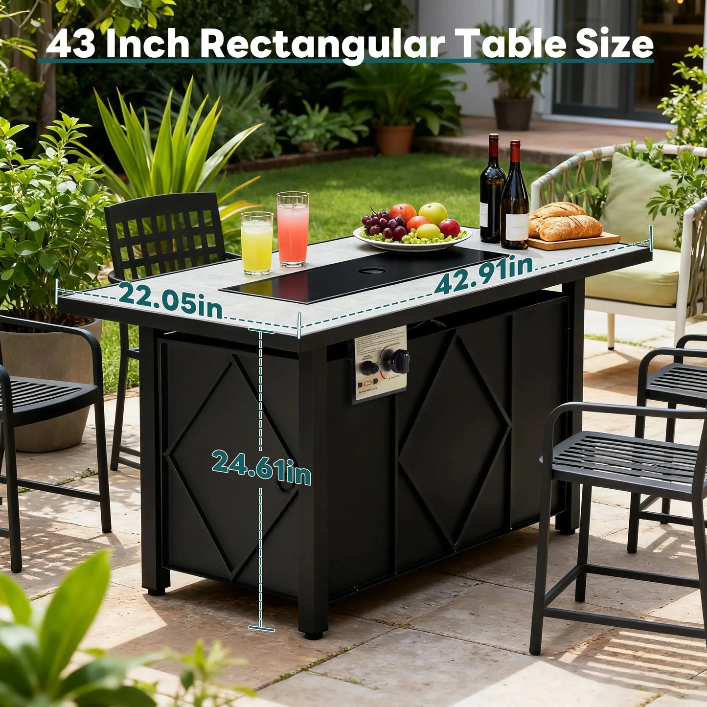 JHK Modern Propane Fire Pit Table For Outdoor Use