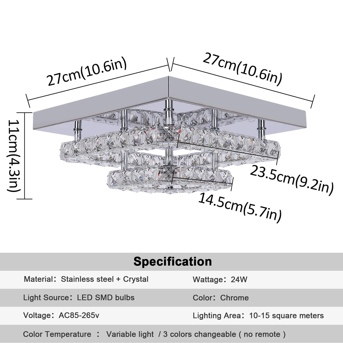 GreeLustr Crystal LED Ceiling Light For Bedroom And Living Room