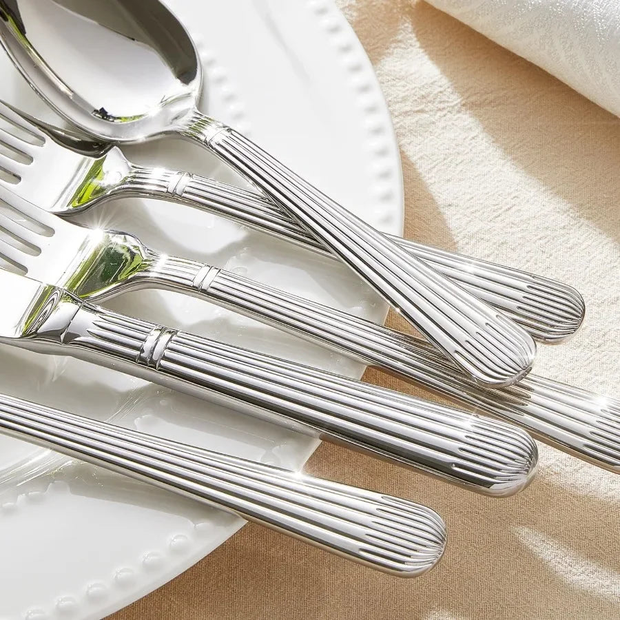 Elegant Stainless Steel Flatware Set With Durable Dishwasher Safe Cutlery