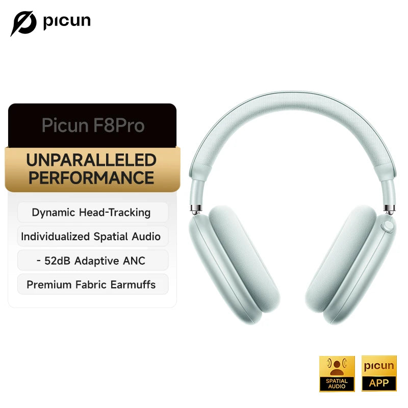 Picun Wireless Headphones With Active Noise Cancellation And Spatial Audio