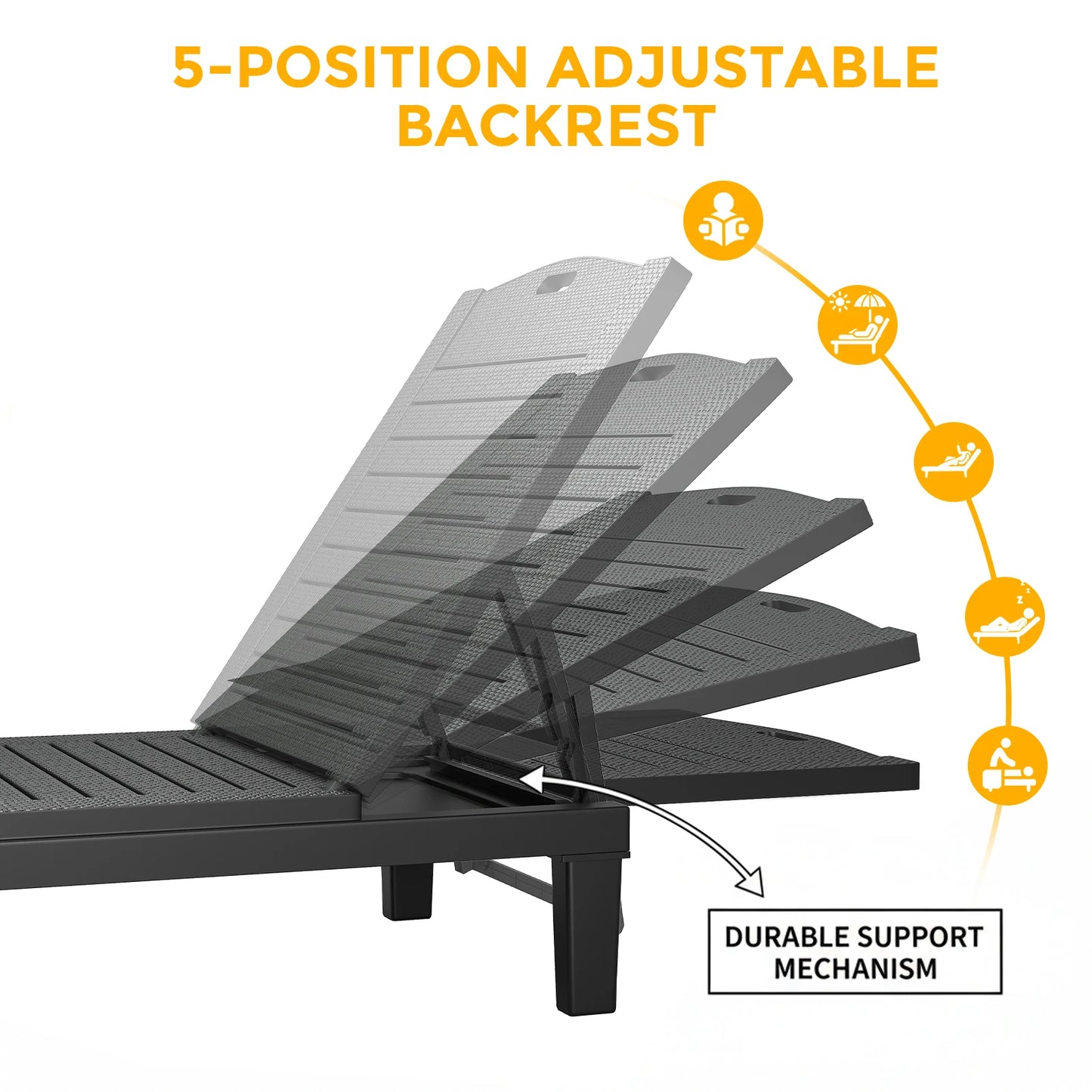Topincn Adjustable Outdoor Bamboo Lounge Chair And Sun Lounger