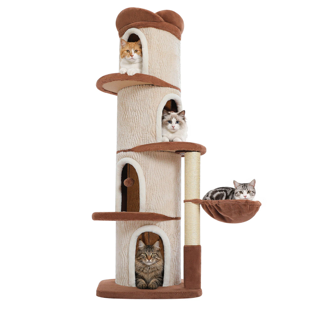 P Premium Indoor Cat Tower Featuring Four Large Cozy Condos