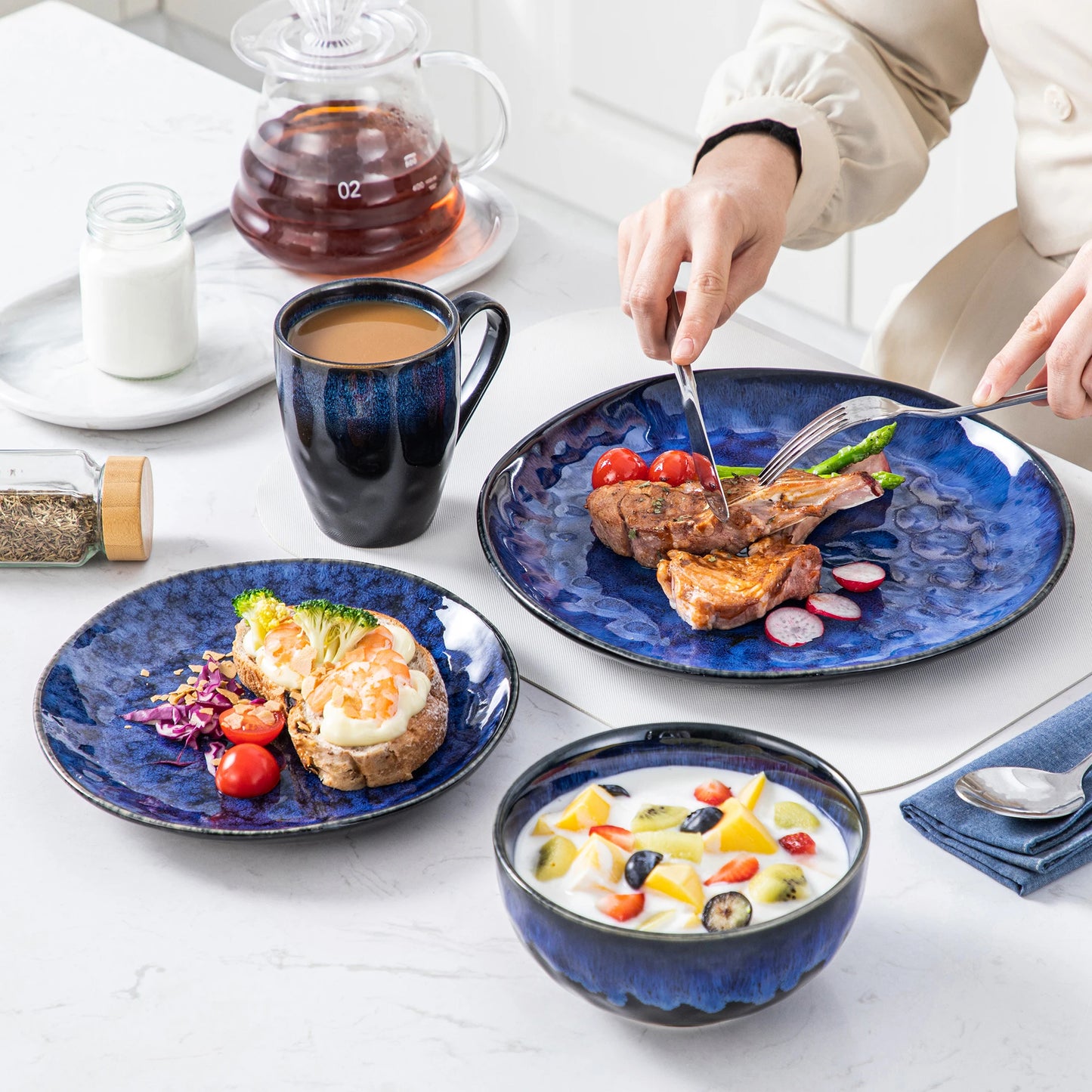 Malacasa Starry Glaze Ceramic Microwave Safe Dinner Set