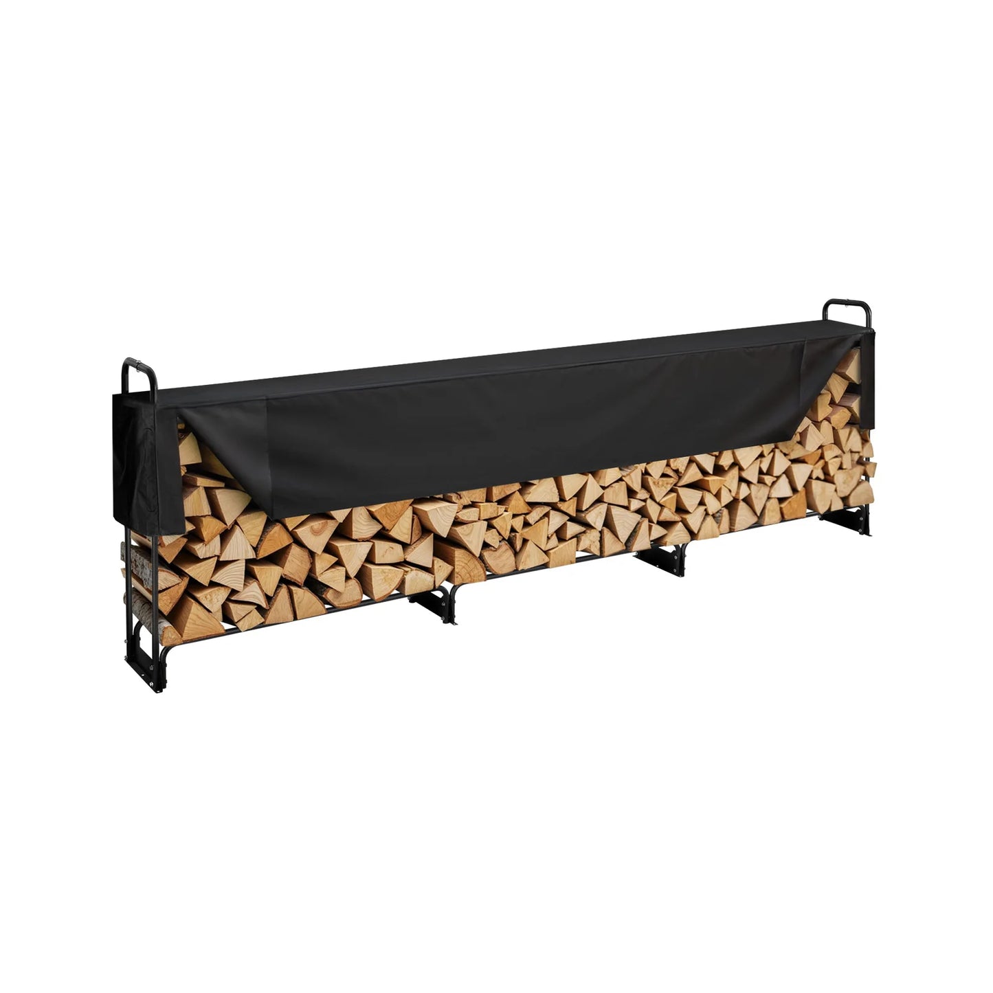 SucceBuy Heavy Duty Outdoor Firewood Rack With Waterproof Cover