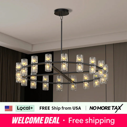 Zhikea Modern Crystal Chandelier Pendant Ceiling Light