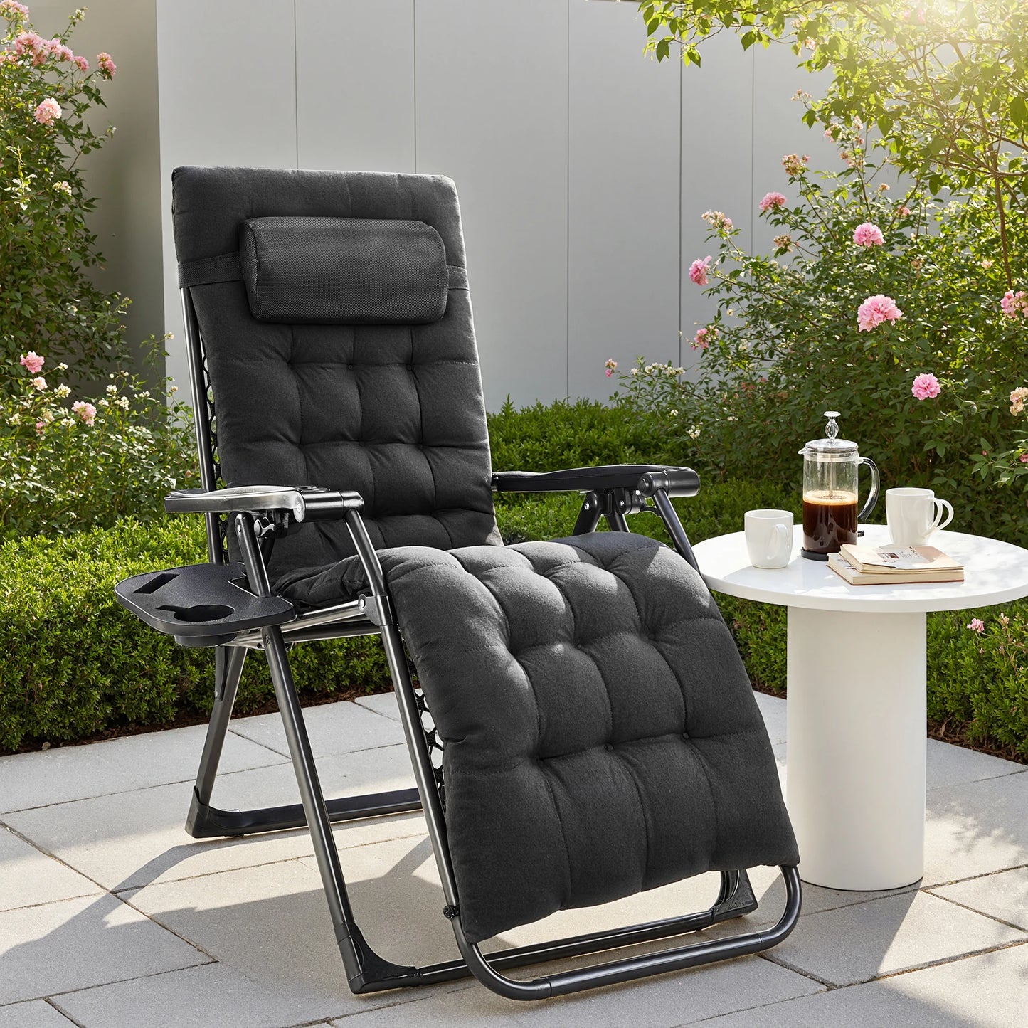JHK Zero Gravity Outdoor Lounge Chair With Adjustable Pillow