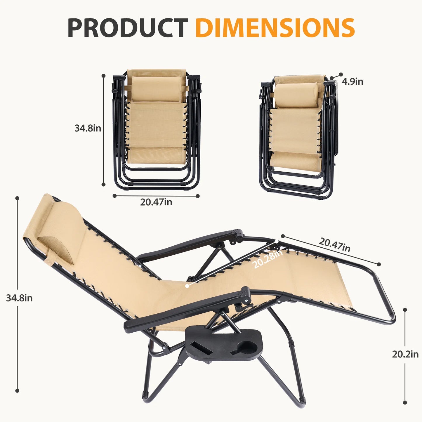 Jhk Zero Gravity Outdoor Folding Lounge Chairs With Cup Holder