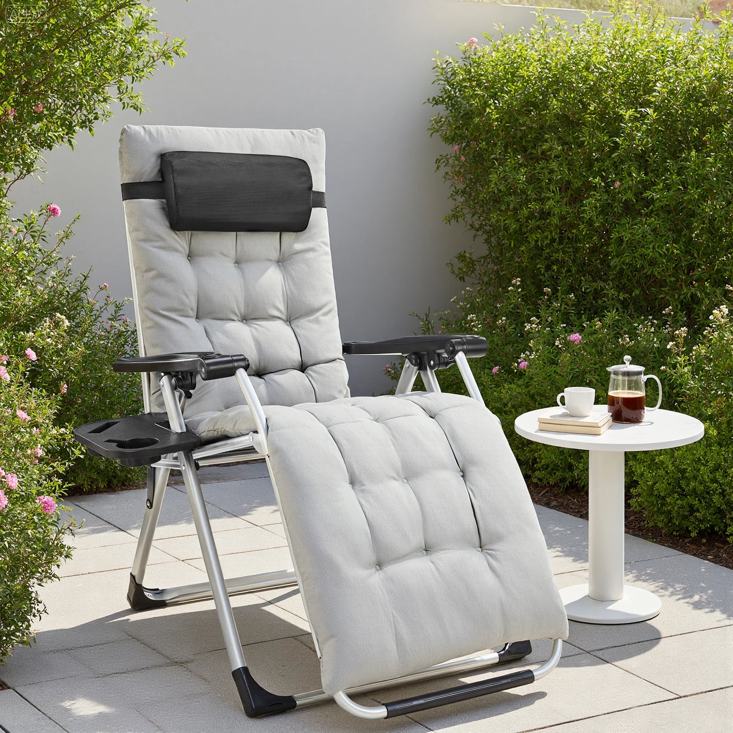 JHK Zero Gravity Outdoor Lounge Chair With Adjustable Pillow