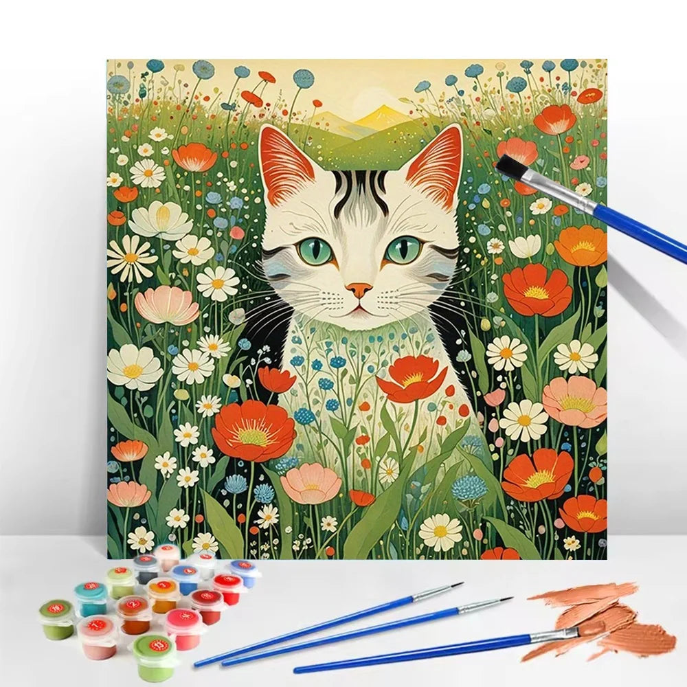 Professional Cat Paint By Numbers Canvas Art Kit For Adults